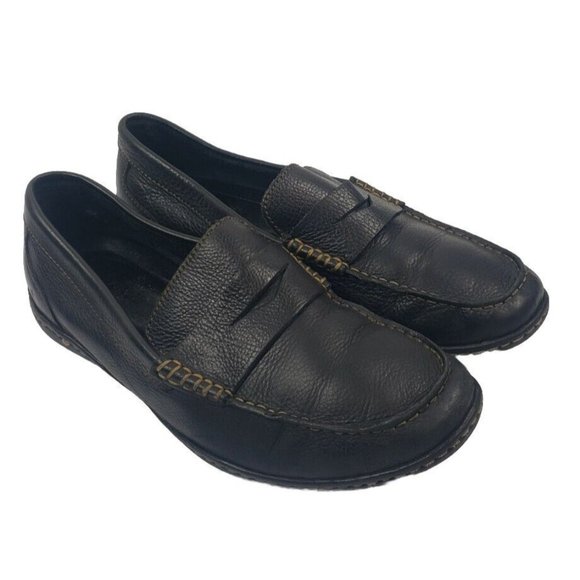 Born Mens Black Leather Penny Loafers Casual Slip on Driving Shoes Size 10.5 M